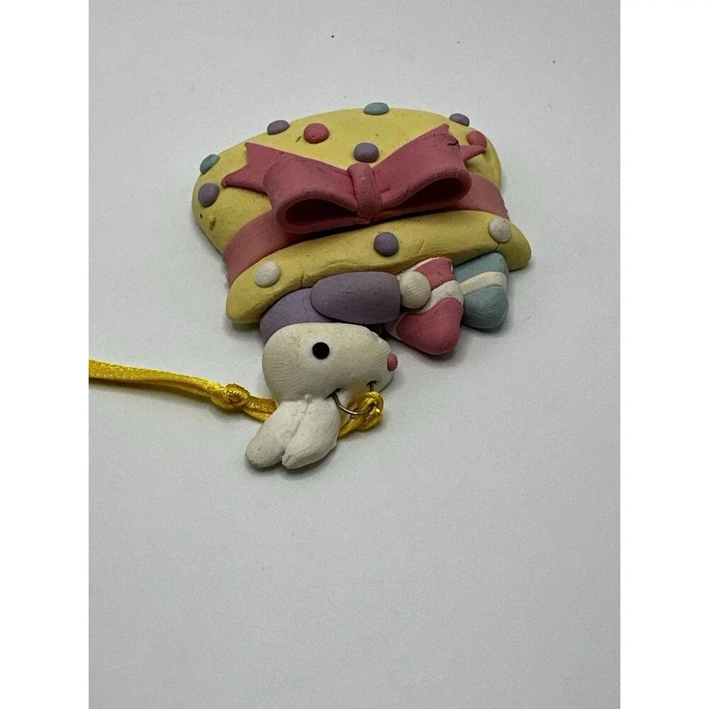 Silvestri Handcrafted Bunny Gift Sack Ornament Pastel Polka Dot Vintage Easter